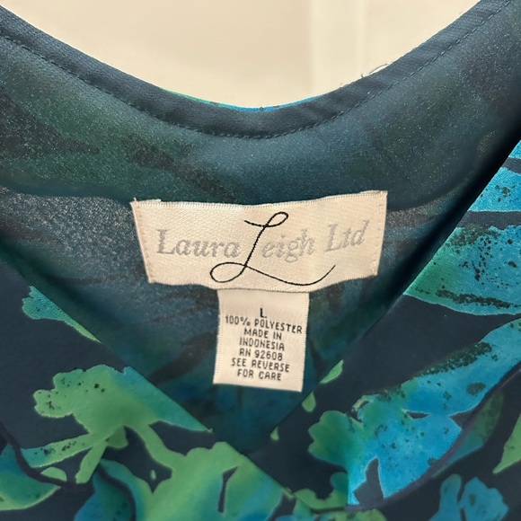 Blue and green asymmetrical dress - Picture 3 of 4